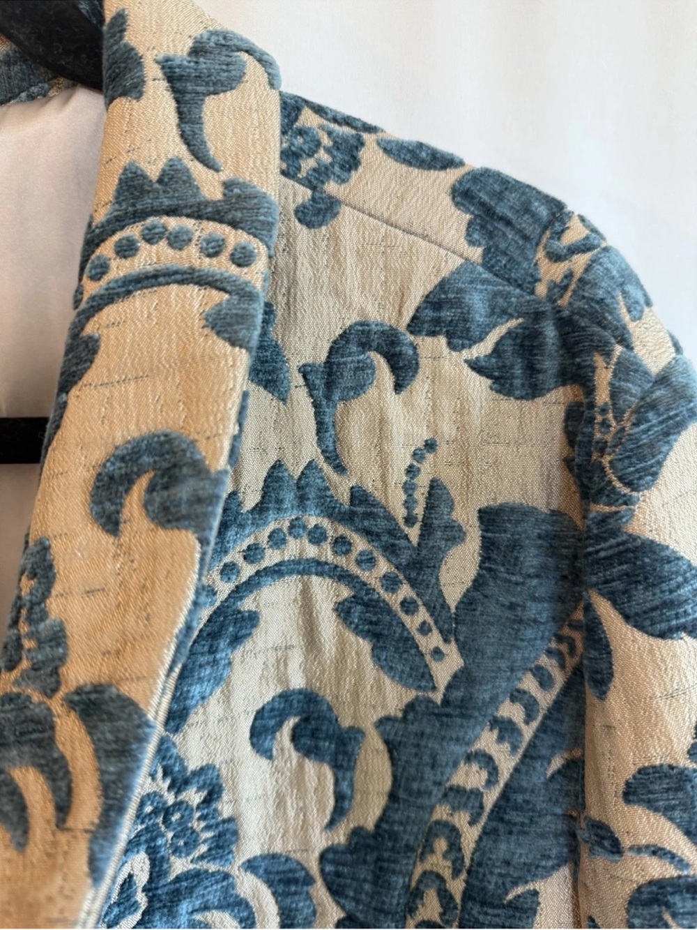Italian Blue Brocade Jacket - Size Large - Picture 2 of 4